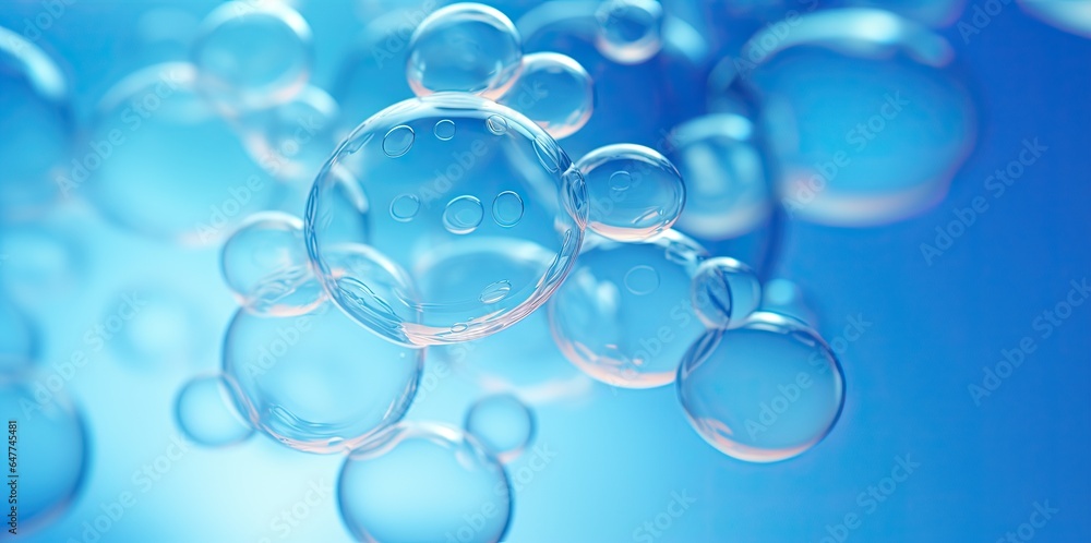 Cell structure on blue background. Oxygen cell under microscope. Cosmetic laboratory chemical background. Cell structure on blue background. Oxygen cell under microscope. Cosmetic laboratory chemical background.