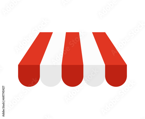 Red and white shop awning