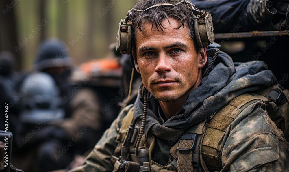 Fototapeta premium Shielded Warriors: Day in the Life of an Armored Assault Crew Member.