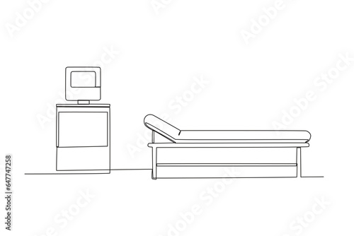 An ICU room with a monitor. Intensive care unit one-line drawing