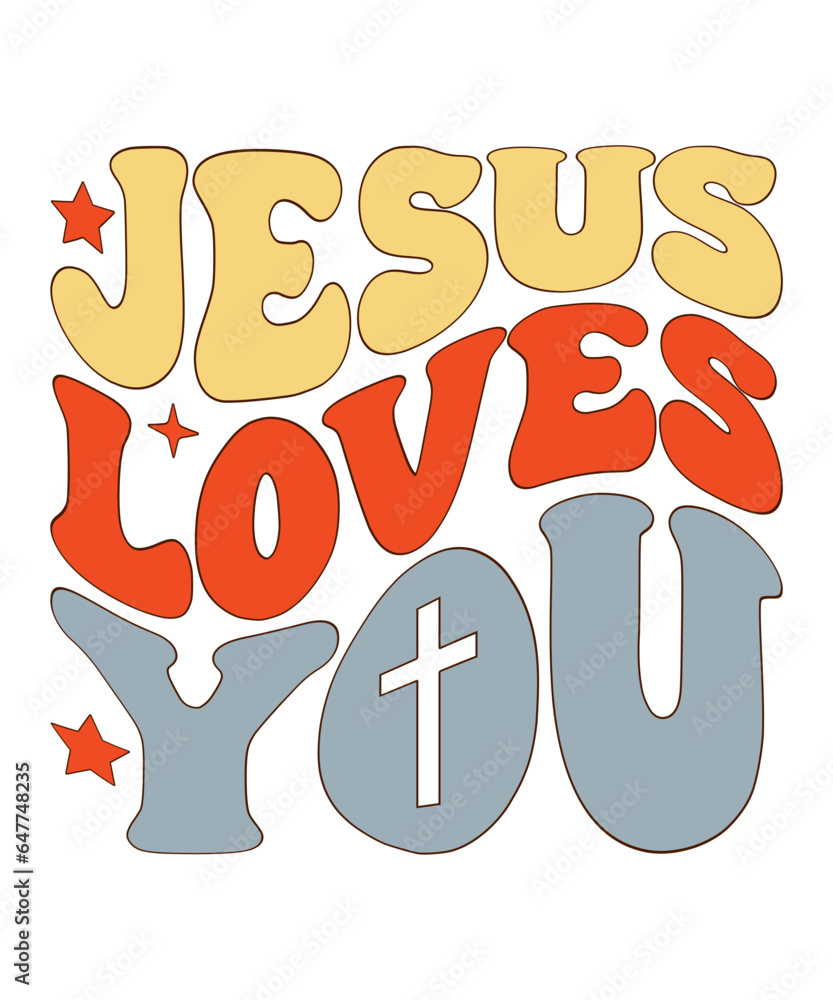 jesus loves you retro design, jesus loves you t-shirt, jesus loves you ...