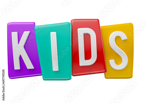 Label Kids on transparent background in 3d render cartoon
