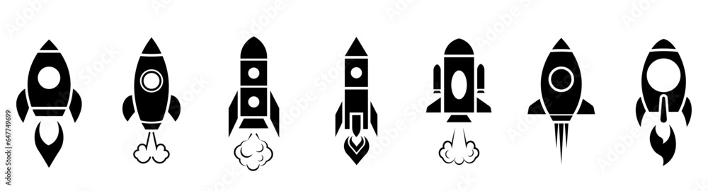 Set of Rockets icons.Collection of Space Ship Launch Icons.Space Rocket Launch with Fiery Blaze.Vector Set of Rockets icons.Collection of Space Ship Launch Icons.Space Rocket Launch with Fiery Blaze.Vector