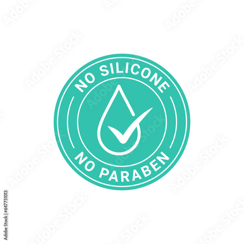 No silicone, no paraben vector label, stamp
