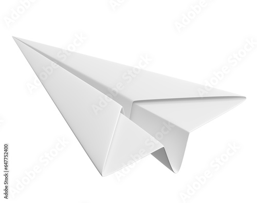 Paper plane in on transparent background in 3d rendering