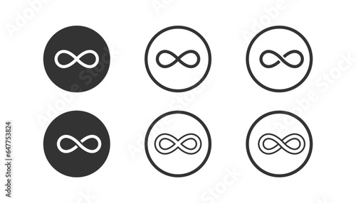 Infinity icon on light background. Endless symbol. Unlimited, eternal, concept of time Flat design for web graphics. Outline, flat, and colored style. Vector illustration.