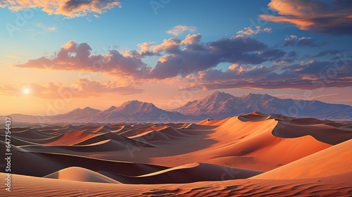 Tranquil sunset over natural desert landscape