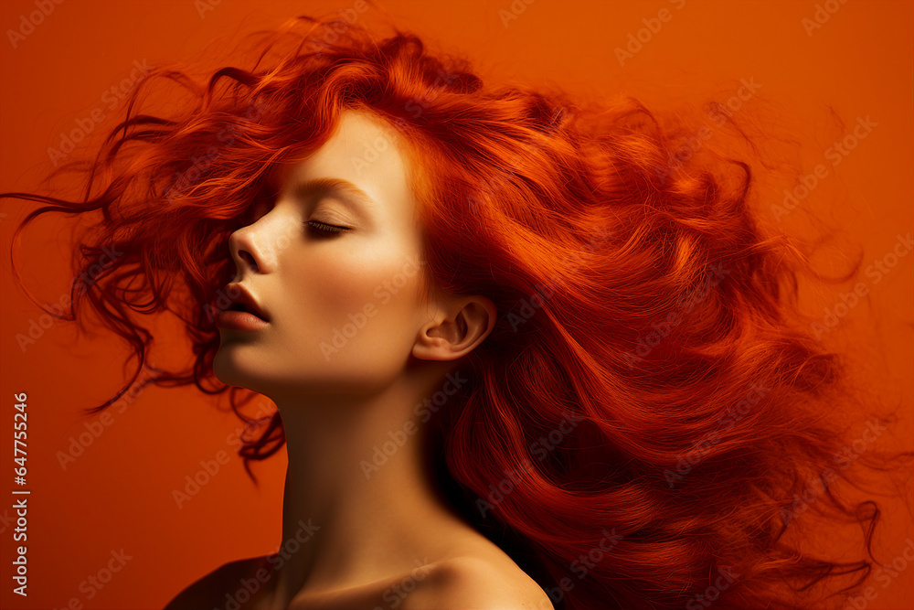 Expressive make up beauty portrait generative IA technology autumn woman model Expressive make up beauty portrait generative IA technology autumn woman model