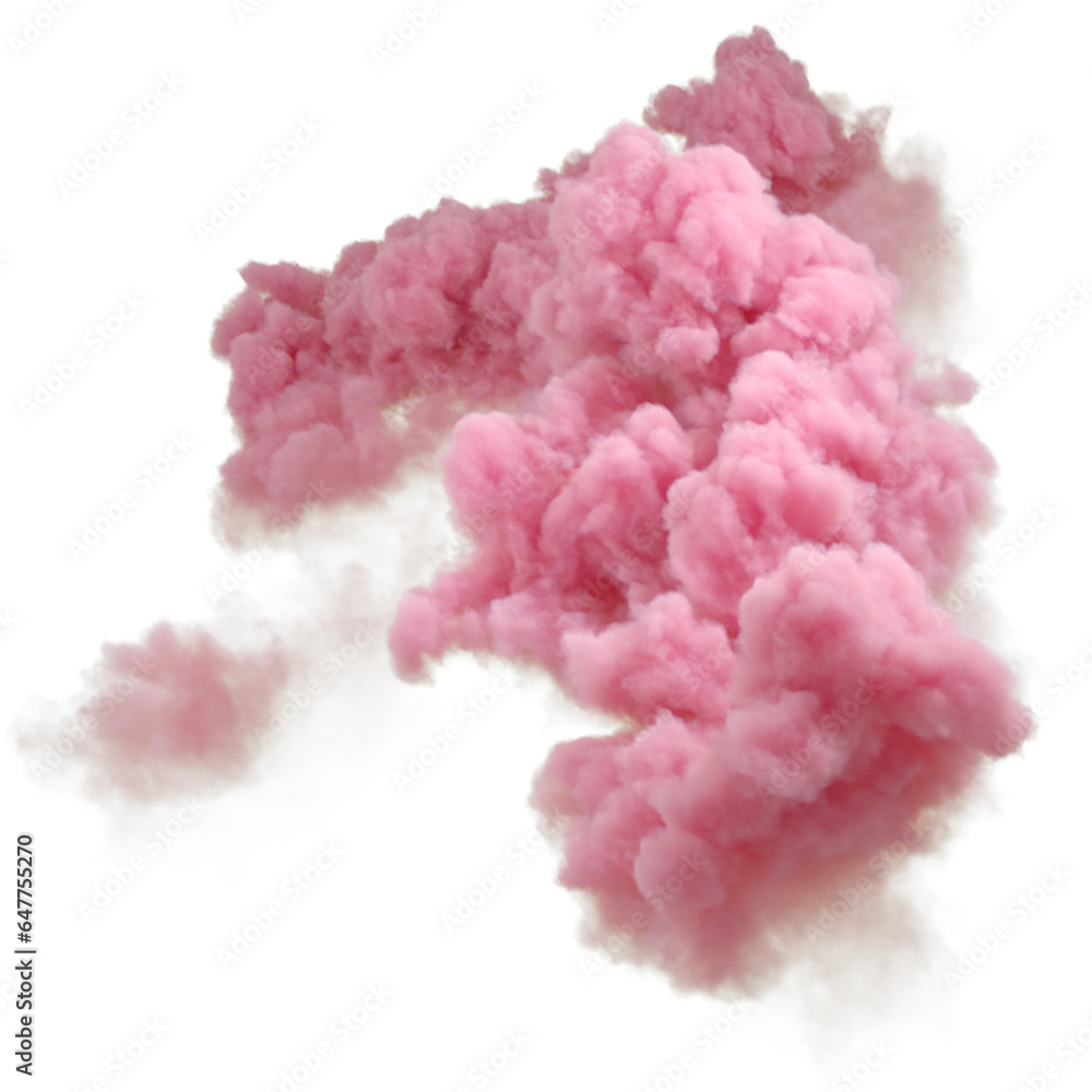 Cut out tranquility pink pastel clouds on transparent backgrounds 3d illustrations png