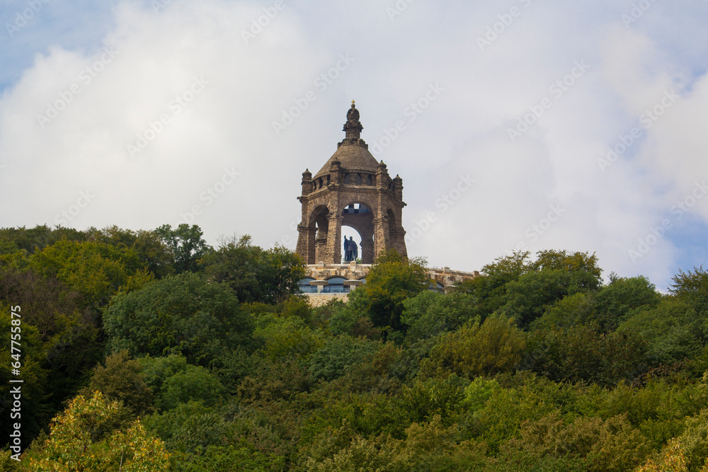 The Emperor William Monument an important landmark and national monument near the town of Porta Westfalica, North Rhine-Westphalia, Germany. High quality photo