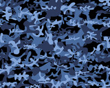 Military Army Brush. Camo Navy Grunge. Cloud Vector Pattern. Sea Camo Paint. Repeat Seamless Camoflage. Modern Sky Pattern. Blue Blue Camouflage Seamless Paint. Abstract Vector Background.
