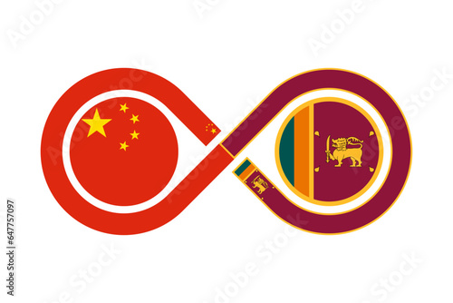 unity concept. china and sri lanka flags. chinese and sinhala language translation icon. vector illustration isolated on white background photo