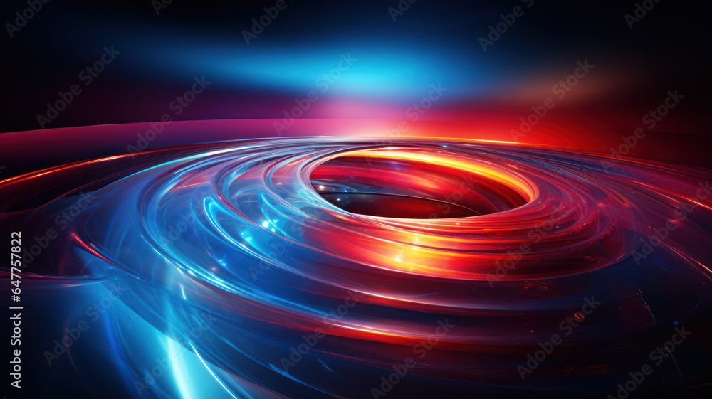 Obraz premium Smooth Concentric Circular Patterns with Colorful Light Streaks