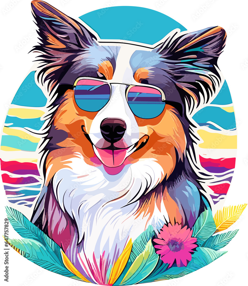Summer Dog with sunglasses Summer Dog with sunglasses