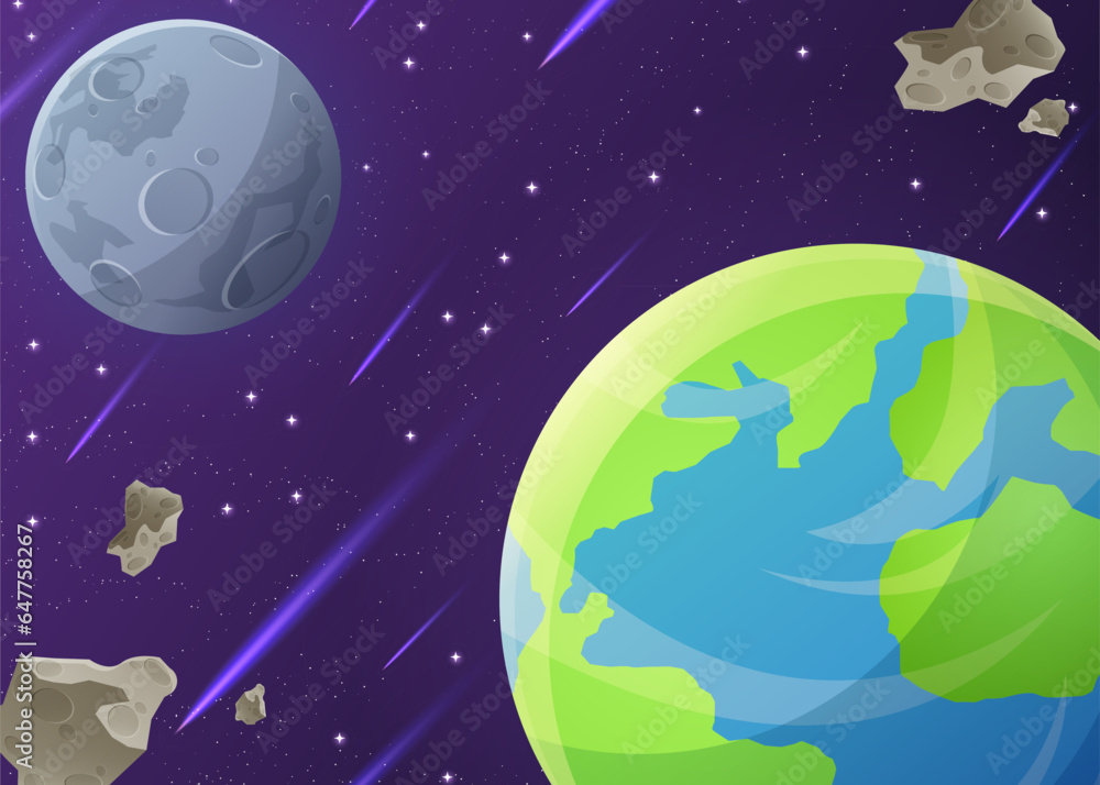Cosmic Duets Earth and Moon vector Illustrations