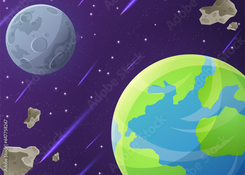 Fototapeta Naklejka Na Ścianę i Meble -  Cosmic Duets Earth and Moon vector Illustrations