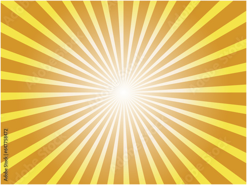 鮮やかな光を放つ太陽光線風の集中線背景_オレンジ