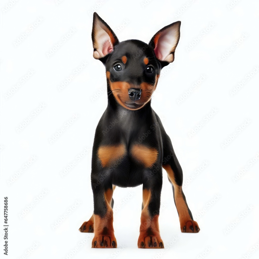 Doberman's Playful Pup Charm, Generative AI