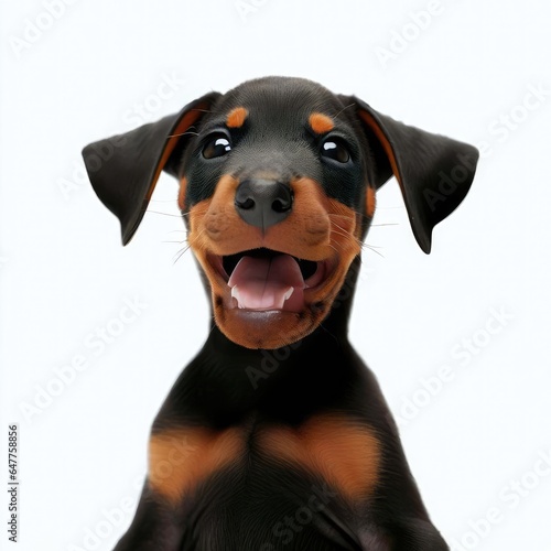 Doberman Pup's Endearing Look, Generative AI