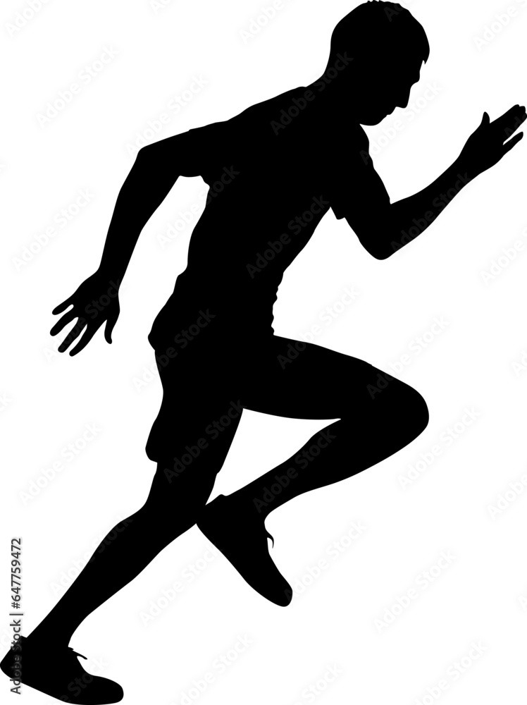 Obraz premium Black Silhouettes Runners sprint men on white background