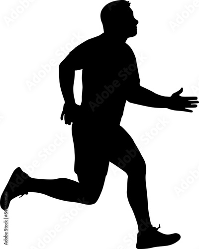 Black Silhouettes Runners sprint men on white background