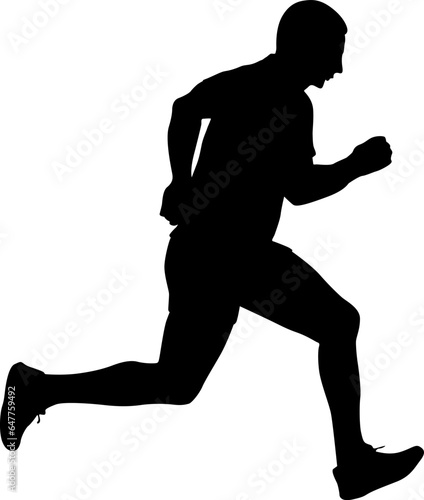 Black Silhouettes Runners sprint men on white background