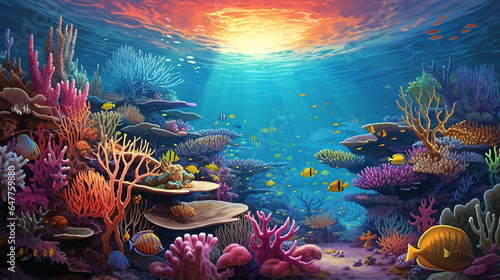 Illustration of the Great Barrier Reef, Australia photo