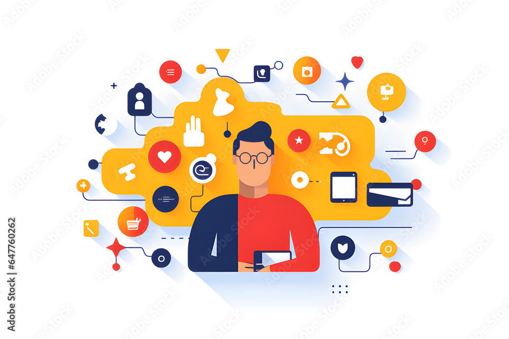 minimal flat design of social media concept,modern character. minimal flat design of social media concept,modern character.
