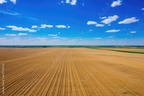A vast open field under the clear blue sky