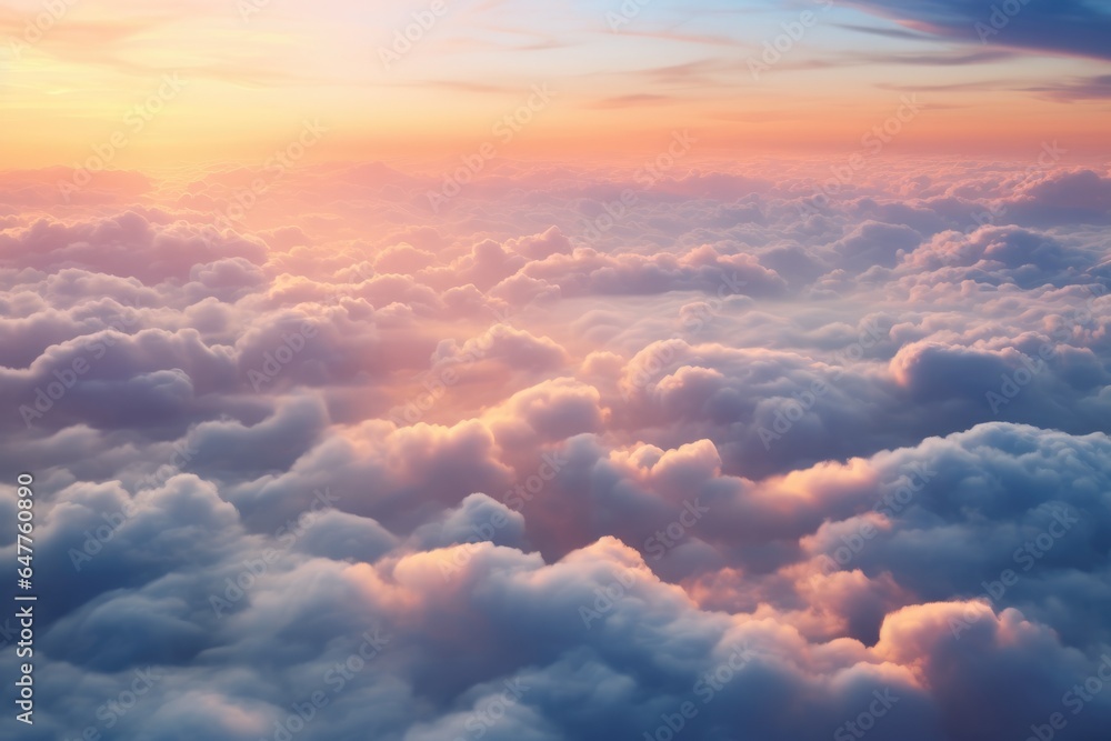 The breathtaking sky and clouds seen from a plane window