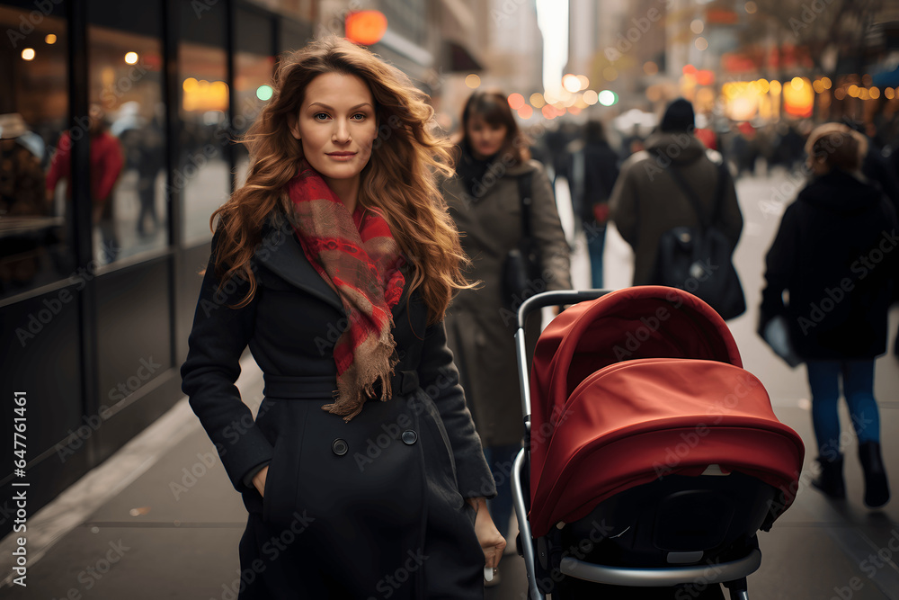 Woman with a baby carry in a big city, baby, city, big city, street, streetphotography Woman with a baby carry in a big city, baby, city, big city, street, streetphotography