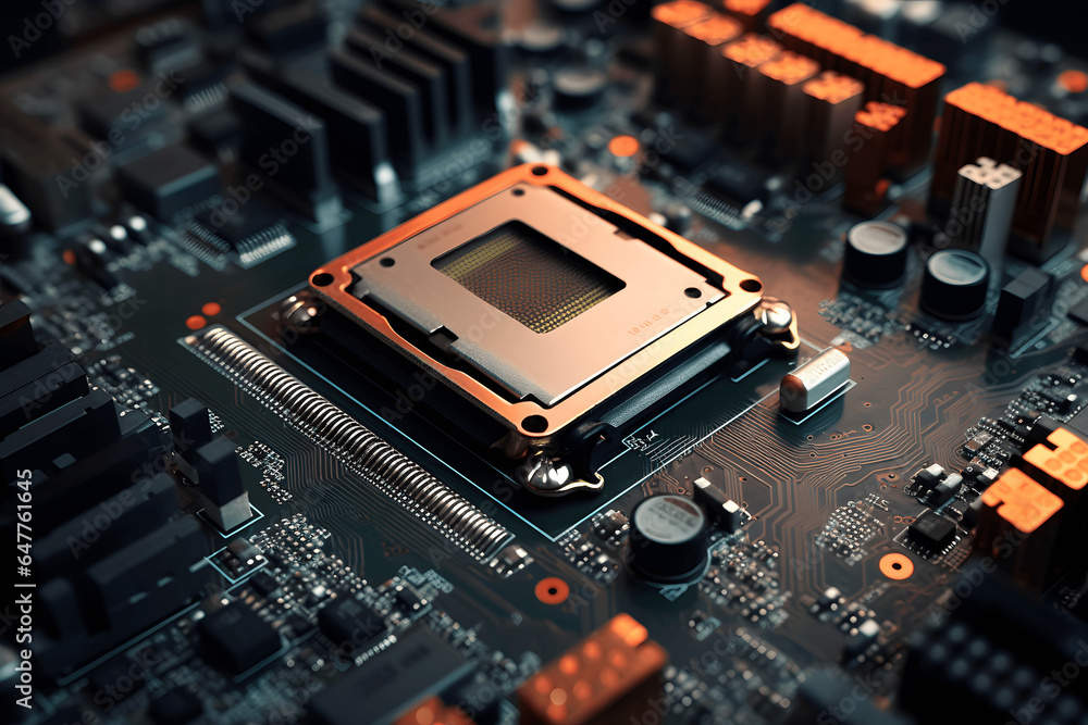 Cpu chip on motherboard, hardware, pc, computer chip, technology Cpu chip on motherboard, hardware, pc, computer chip, technology