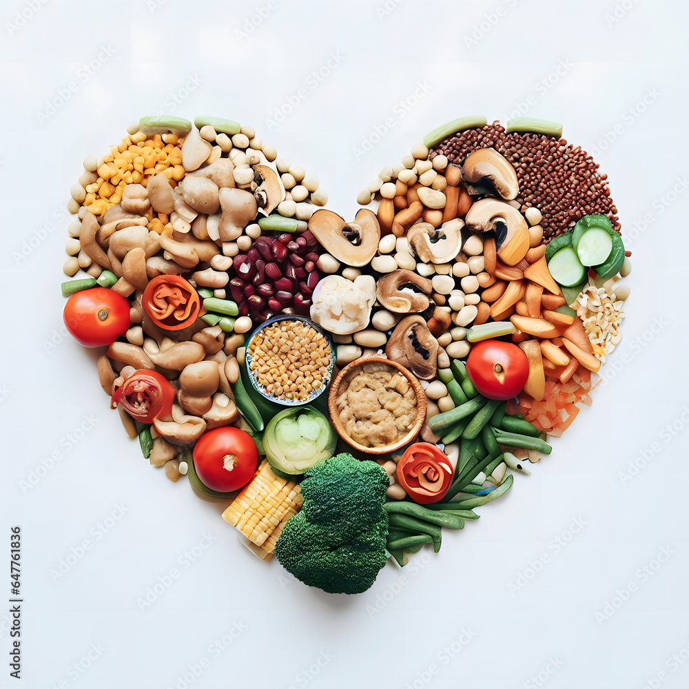international vegan day celebration with heart shape vegan meals