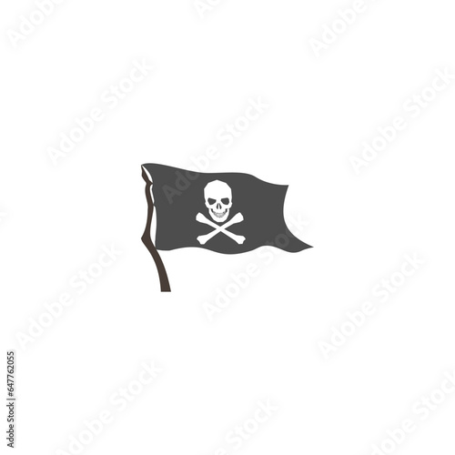 Waving Pirate Flag Icon. Pirate sea flag logo