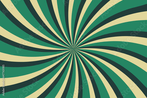 Retro background with curved rays or stripes in the center. Rotating spiral stripes. Sunburst or solar burst retro background. Vector illustration © Tetiana Komarytska