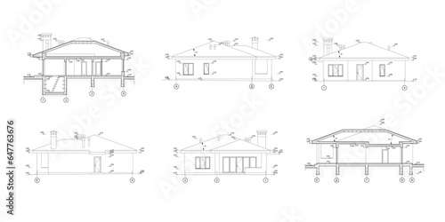 Vector architectural project of a private house