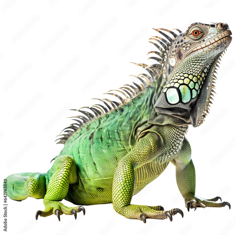 Fototapeta premium Green iguana isolated on transparent