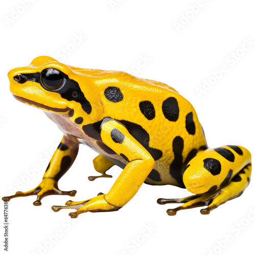 Yellow-Headed Poison Dart Frog, black and yellow frog isolated on transparent