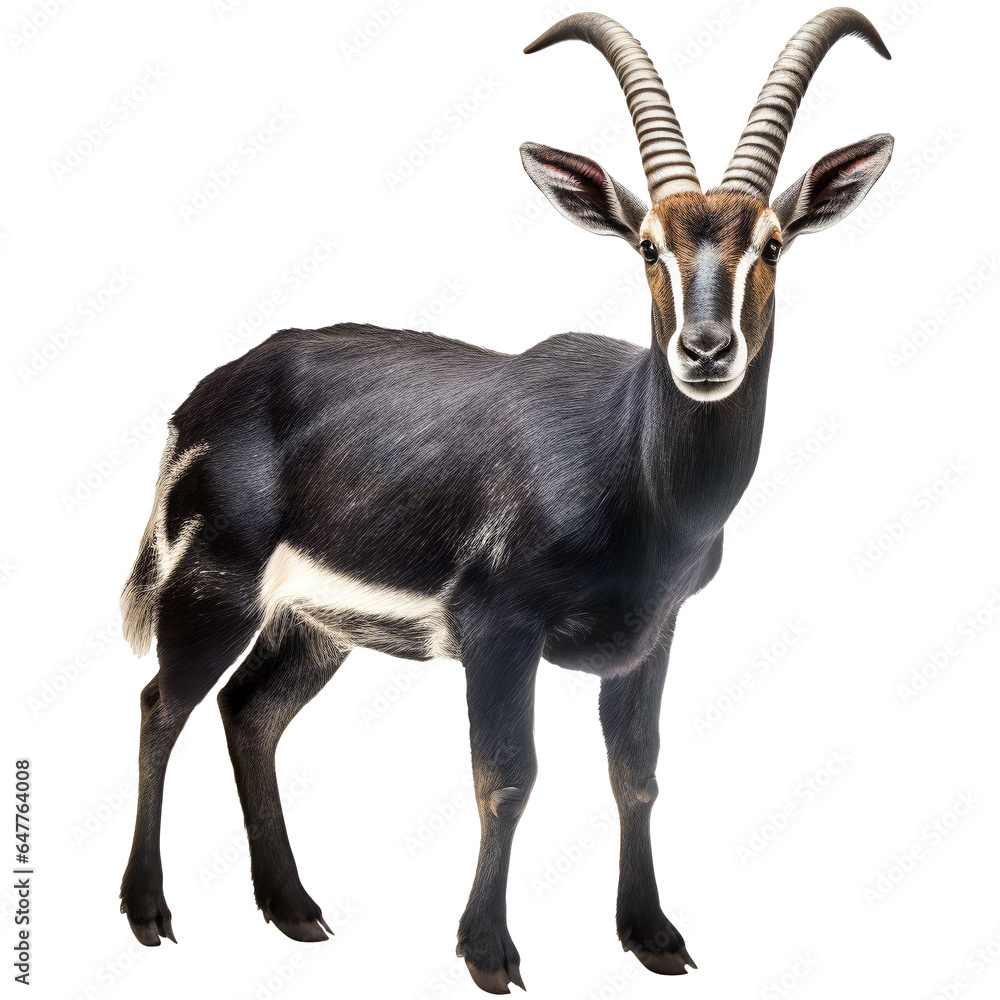 Fototapeta premium Asian unicorn, known about the enigmatic Saola, isolated on transparent