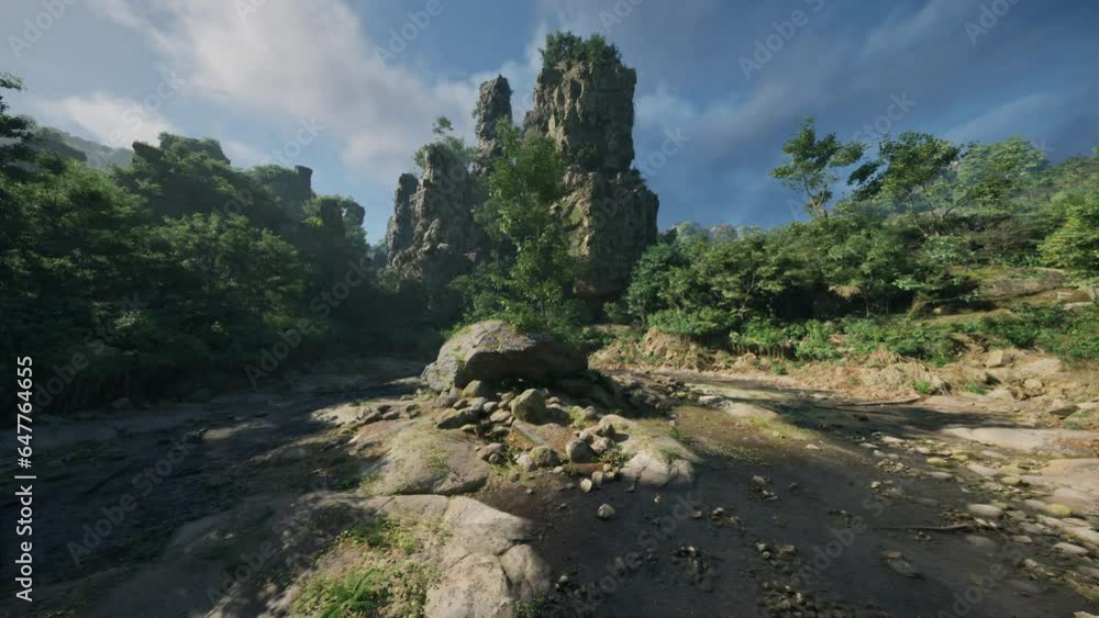 A scenic river flowing through a rocky landscape with lush trees in Australia A scenic river flowing through a rocky landscape with lush trees in Australia