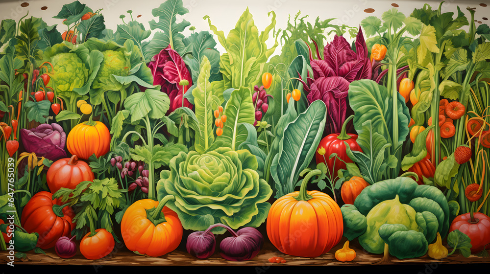 Witness the organic beauty of a vegetable garden transformed into an artistic canvas. This background design combines the natural allure of garden vegetables with artistic composition.