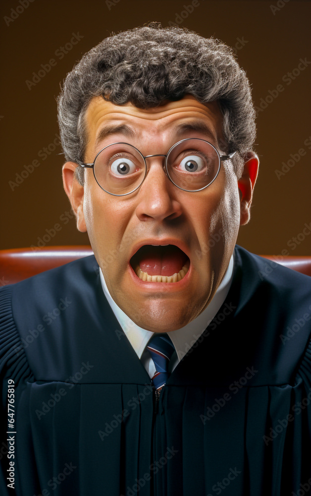 A Judge with astonished and surprised look while listening to a witness A Judge with astonished and surprised look while listening to a witness