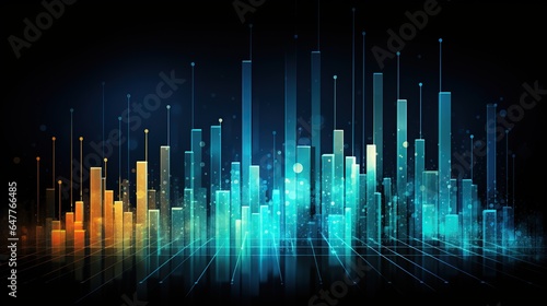 Blue stock market bar graph finance background. AI generated image © prastiwi