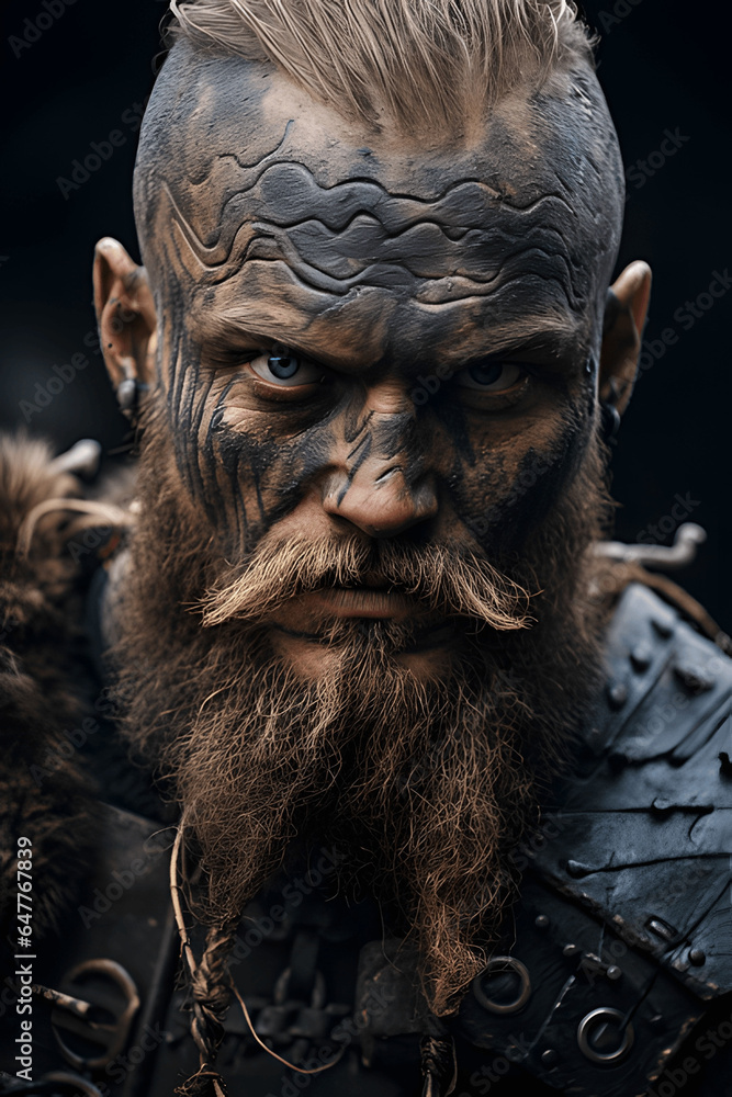 guerrero vikingo con marcas en la cara