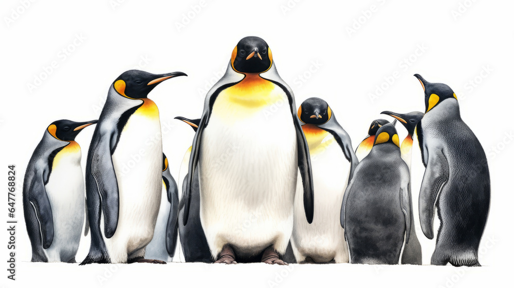 Fototapeta premium King penguins. isolated on white background