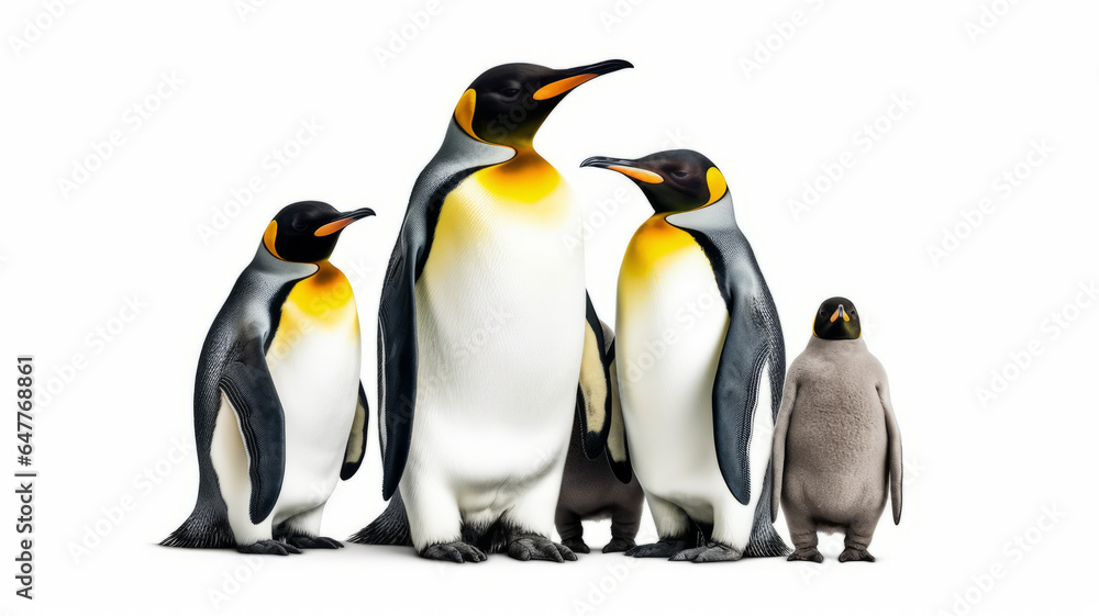 Fototapeta premium King penguins. isolated on white background generative ai