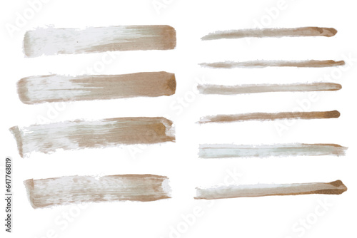 Golden Color watercolor brush set, gold texture brushes and modern golden grunge brush lines.
