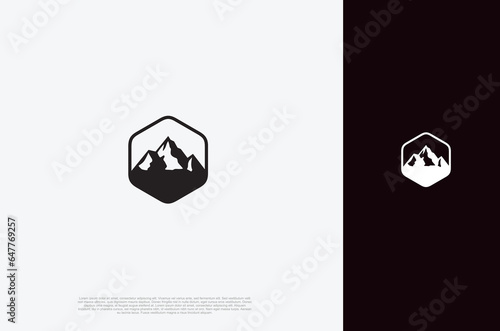 Creative mountain peak summit modern style logo. Outdoor hiking adventure icon set design template
