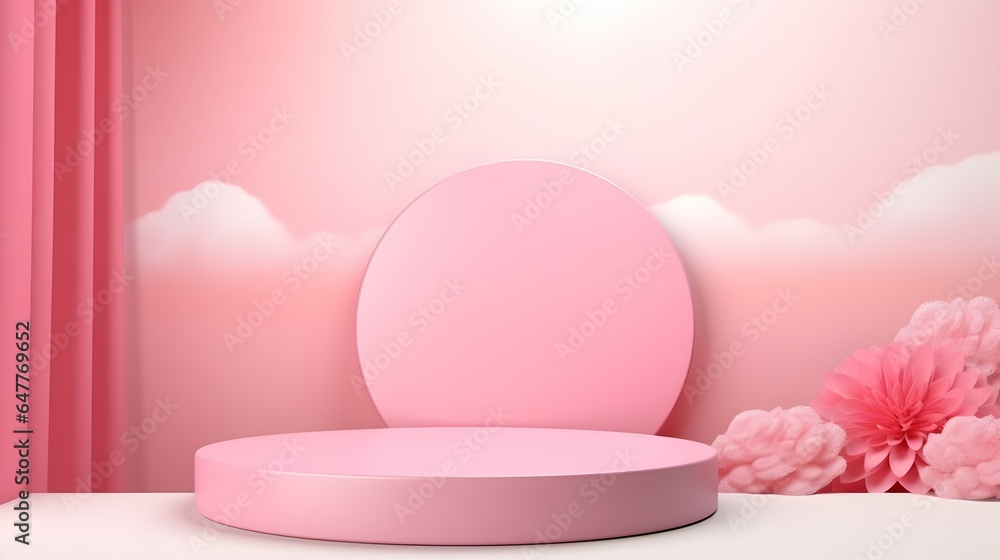 pink podium in 3d