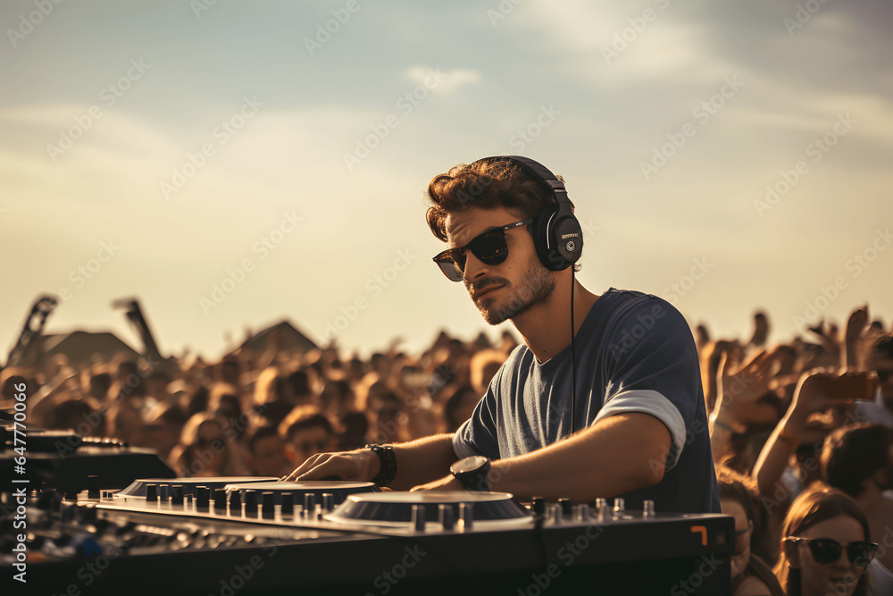 DJ Playing a Gig in front of a crowd, DJ, artist, dj gig, party, electronic music, music, dancing DJ Playing a Gig in front of a crowd, DJ, artist, dj gig, party, electronic music, music, dancing